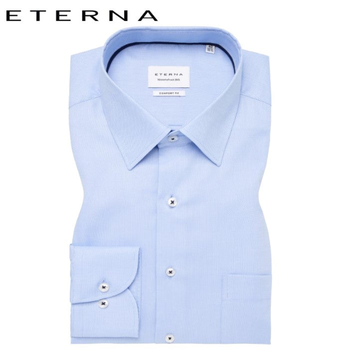 Eterna Light Blue Textured Formal Shirt Blue