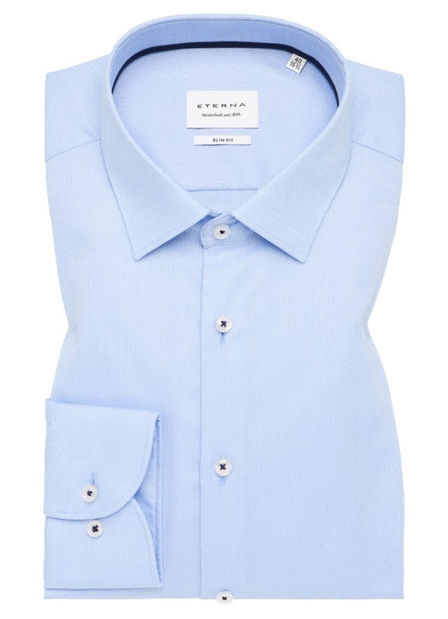 Eterna Light Blue Textured Formal Shirt Blue