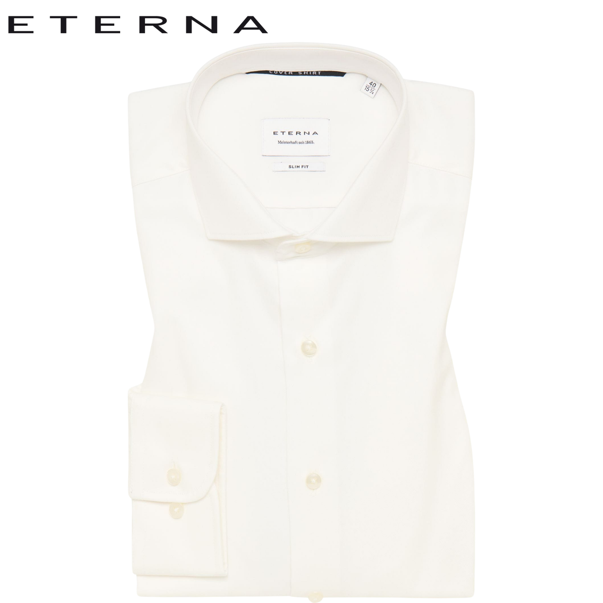 Eterna Off White Opaque Cover Shirt Beige