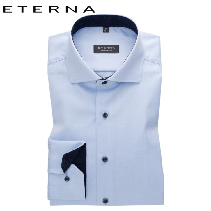 Eterna Light Blue With Navy Trim Shirt Blue