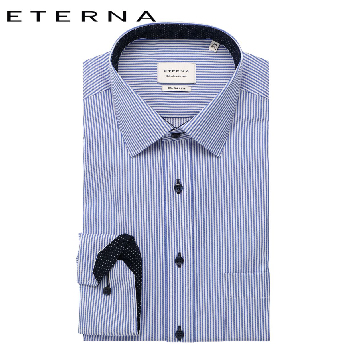 Eterna Blue Pin Stripe Shirt Blue