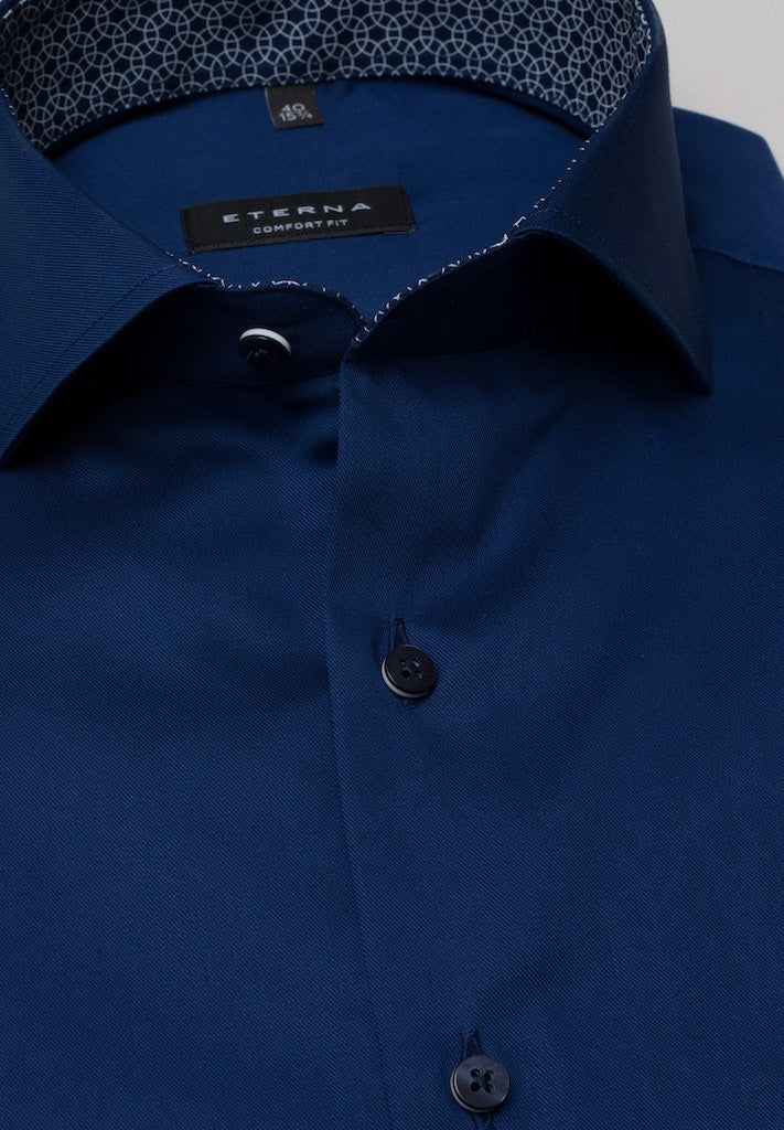 Eterna Twill Blue Short Sleeve Shirt Blue
