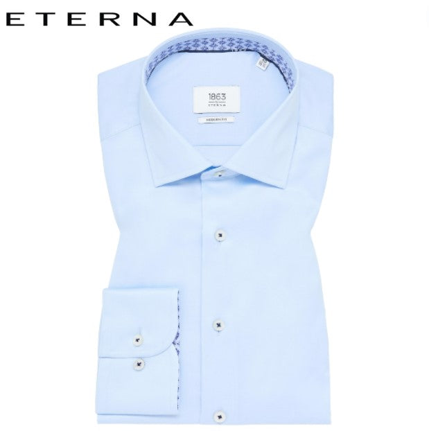 Eterna Sky Blue Luxury Trim Shirt Sky Blue