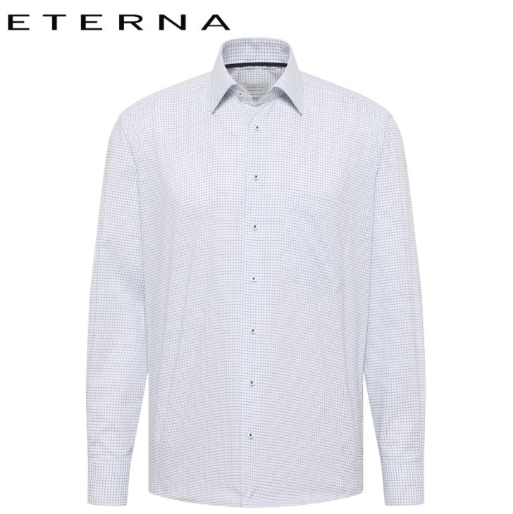 Eterna White Shirt With Gray Check White