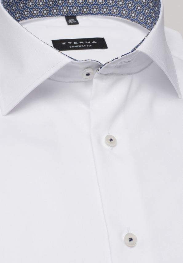 Eterna White With Navy Trim Detail Shirt White