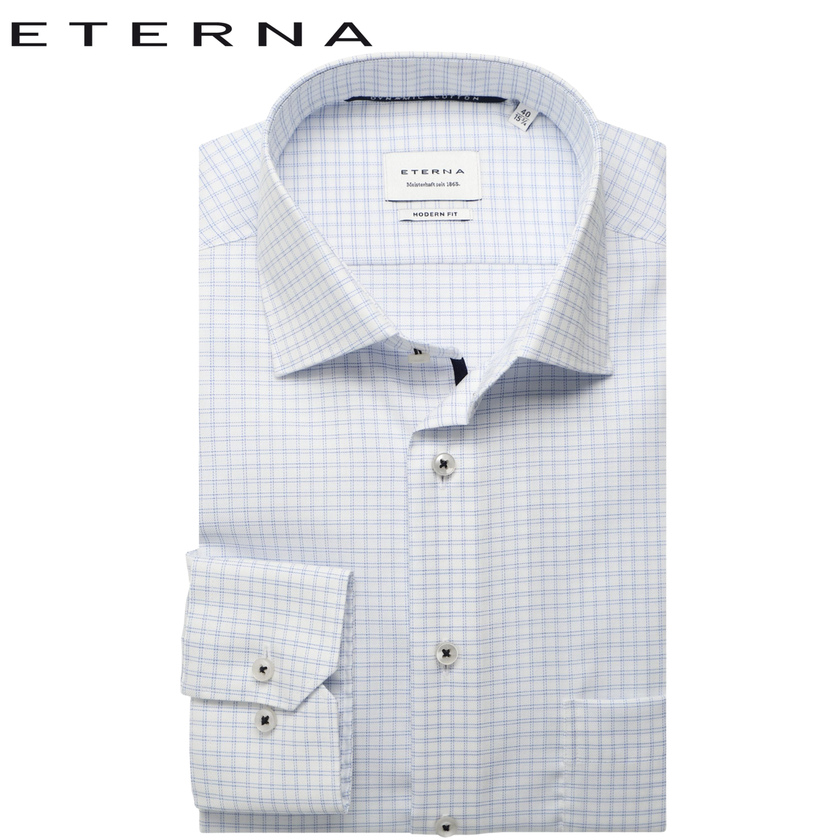 Eterna X-Tall Double Stripe Check Blue