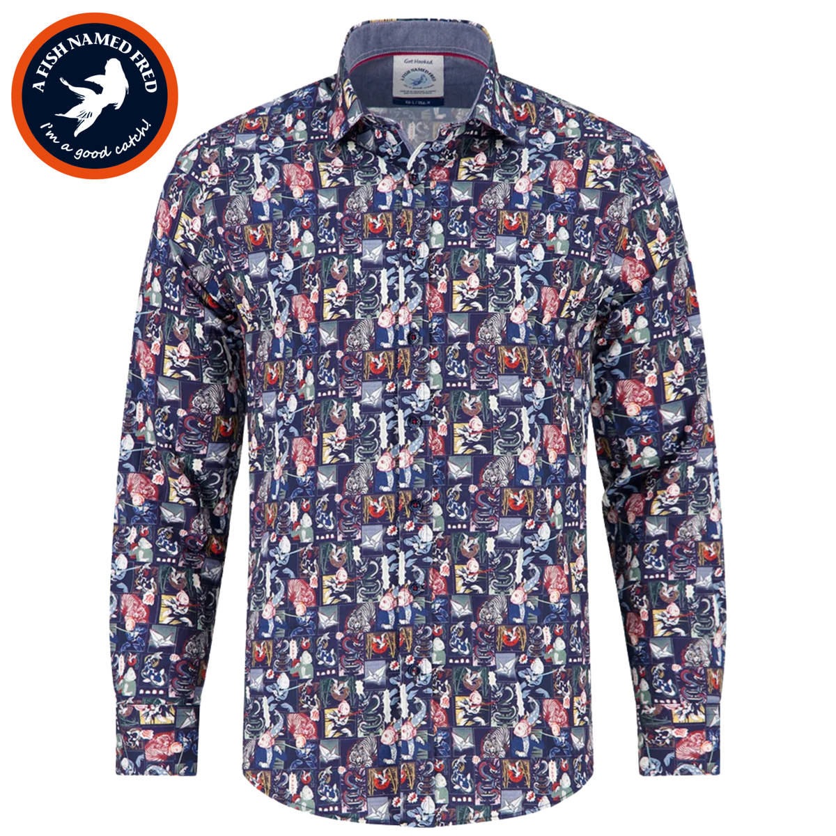 A Fish Named Fred Manga Style Navy Shirt Navy