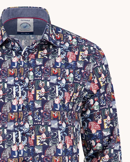 A Fish Named Fred Manga Style Navy Shirt Navy