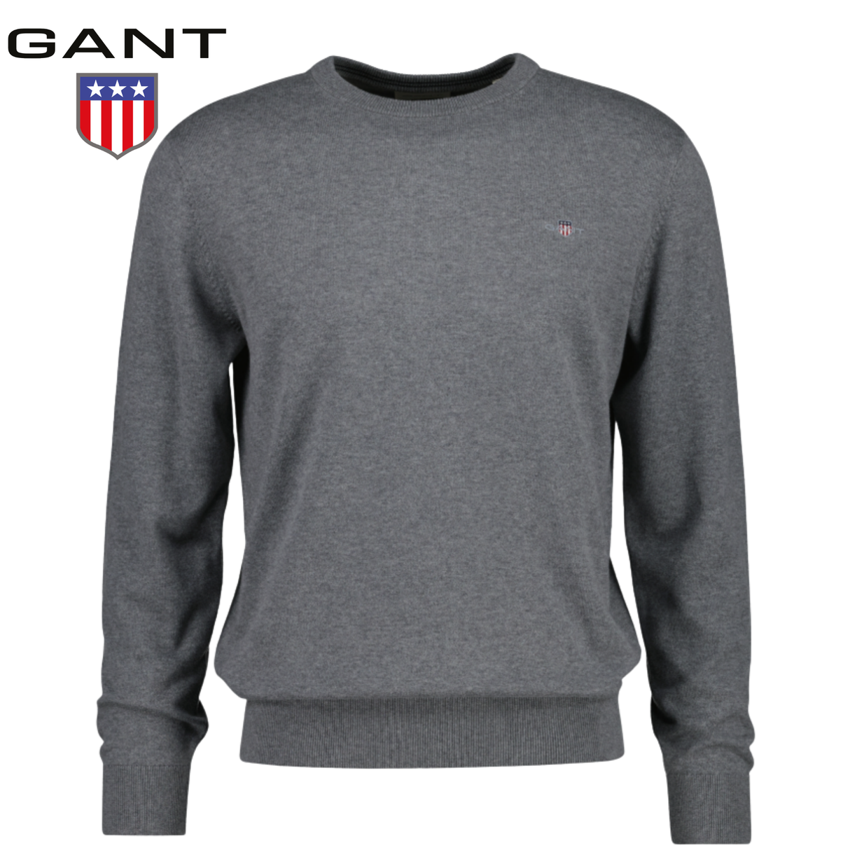 Gant Crew Neck Cotton Grey Sweater Grey