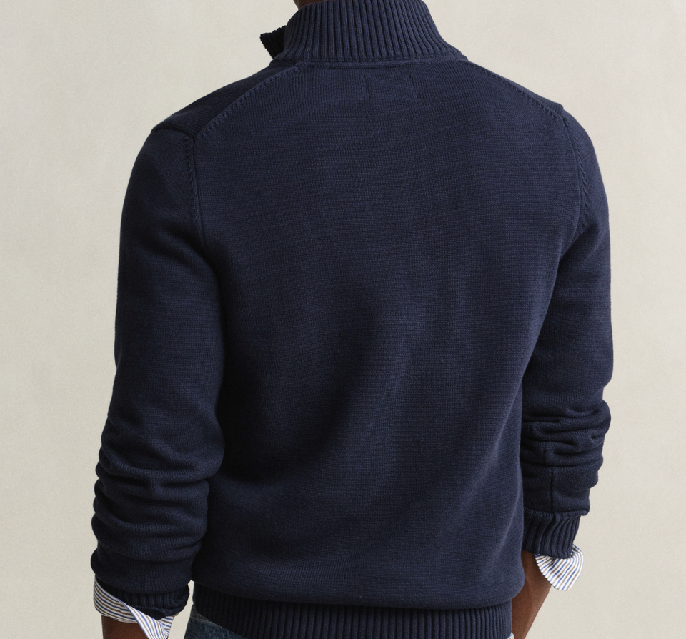 Gant Cotton Half Zip Navy Knit Sweater Navy