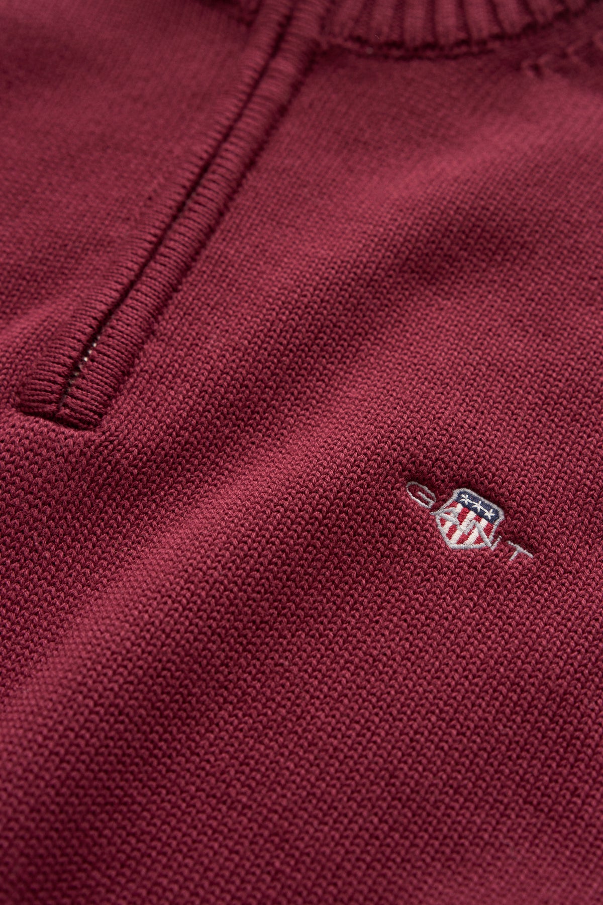 Gant Half Zip Wine Knit Sweatshirt Wine