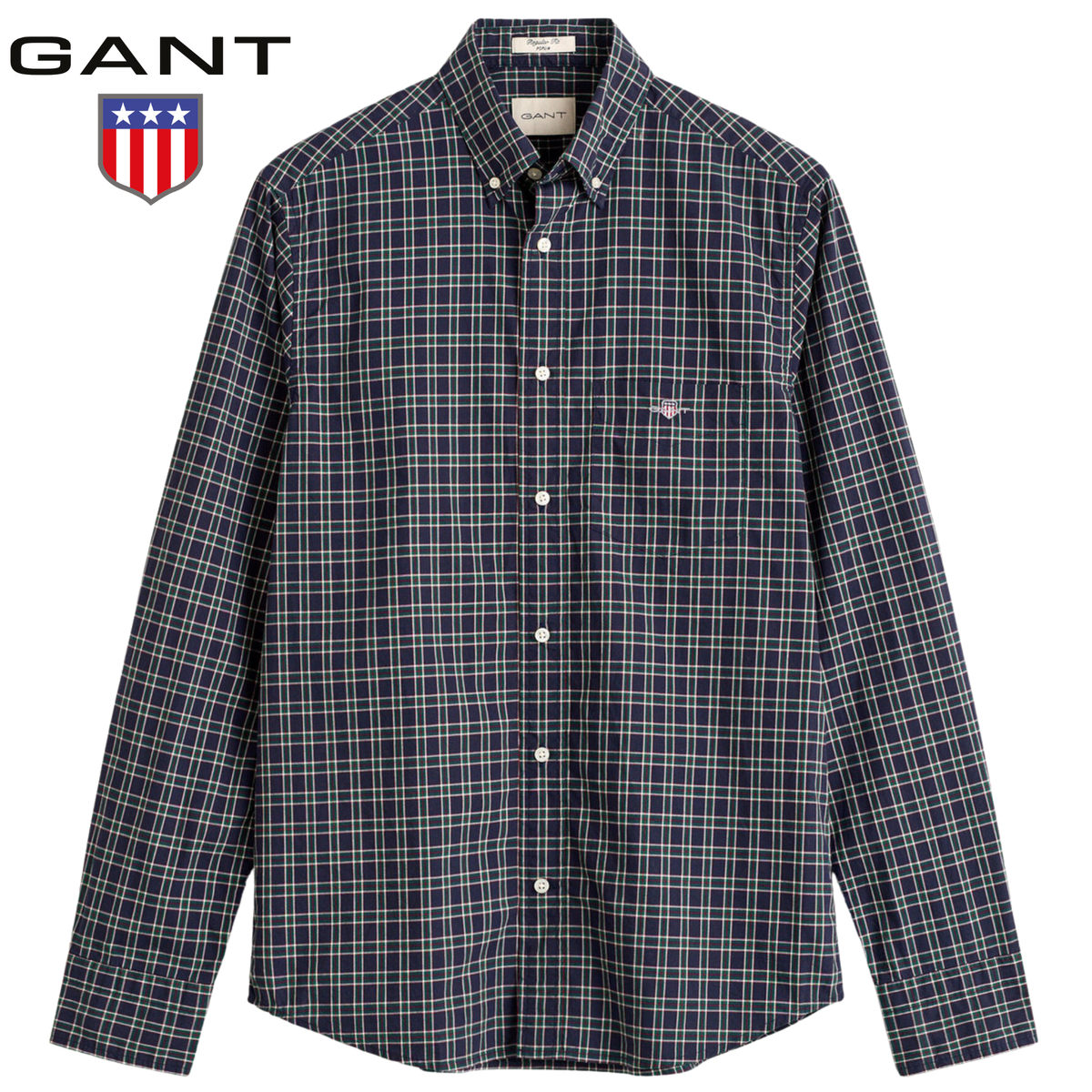 Gant Reg Poplin Check Navy Shirt Navy