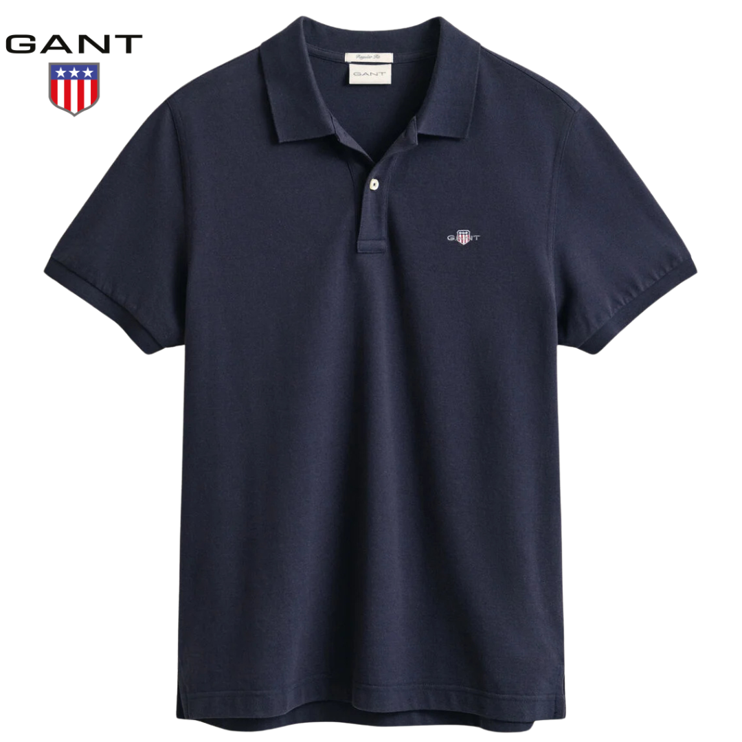 Gant Shield Pique Navy Polo Shirt Navy