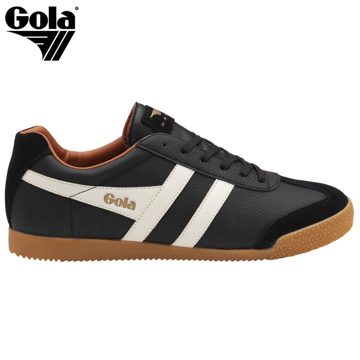 Gola Harrier Leather Black & White Shoe Black