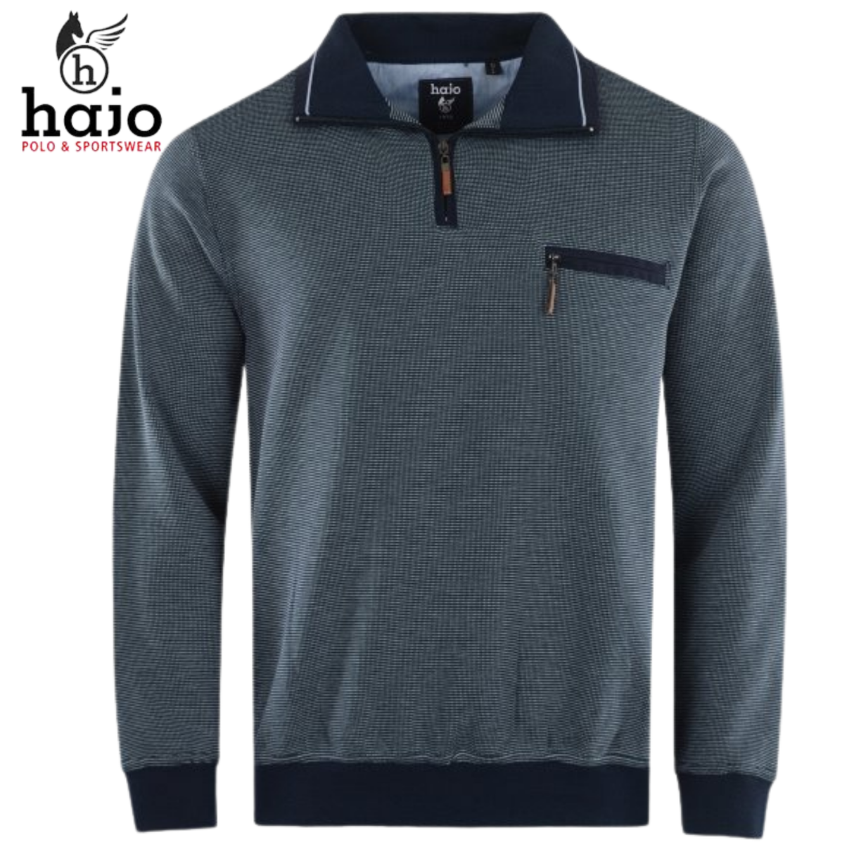 Hajo Navy Stitch Quarter Zip Sweatshirt Navy