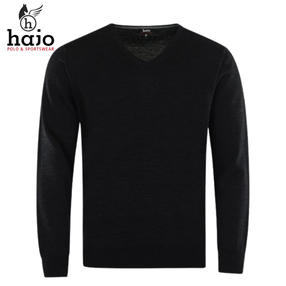 Hajo Merino Wool Black V-Neck Jumper Black