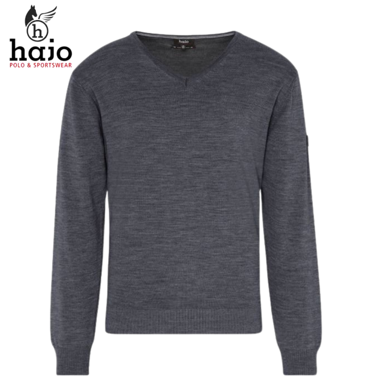 Hajo Merino Wool Charcoal V-Neck Jumper Charcoal