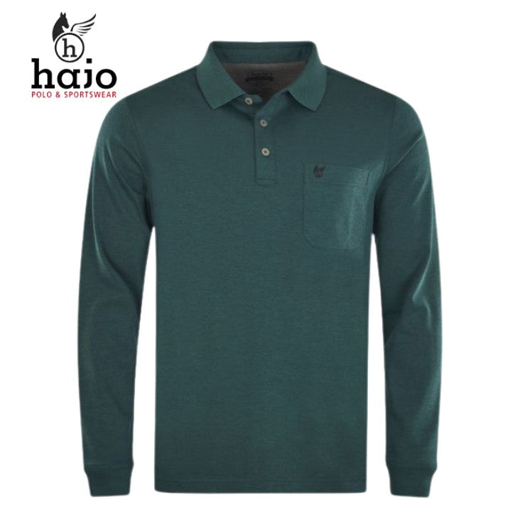 Hajo Longsleeve Marine Polo Shirt Green