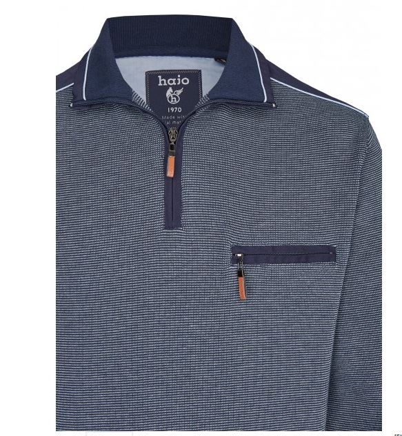 Hajo Navy Stitch Quarter Zip Sweatshirt Navy