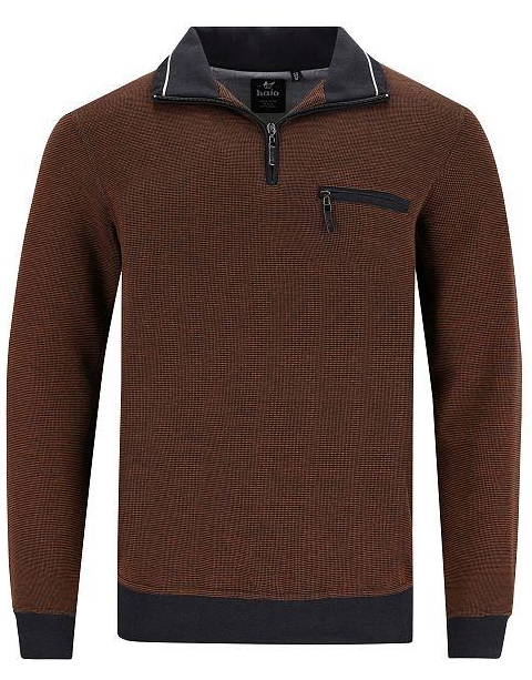 Hajo Stay Fresh 1/4 Zip Mocca Sweater Brown