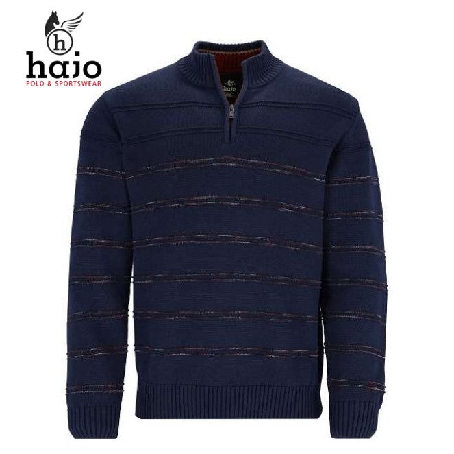 Hajo Quarter Zip Navy Ribbed Sweater Navy