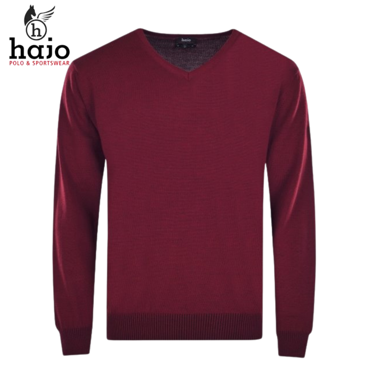 Hajo Merino Wool Winter Red V-Neck Knit Wine