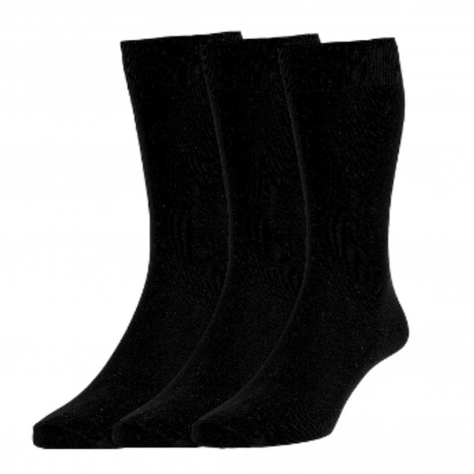 Hj Hall 3 Pack Classic Black Socks Black