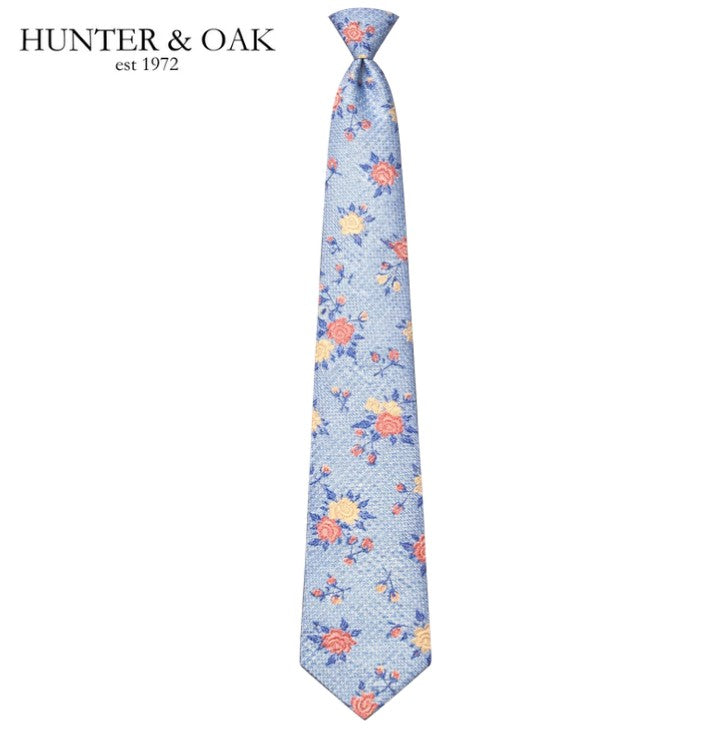 Hunter & Oak X-Long Rose Print Tie Set Blue