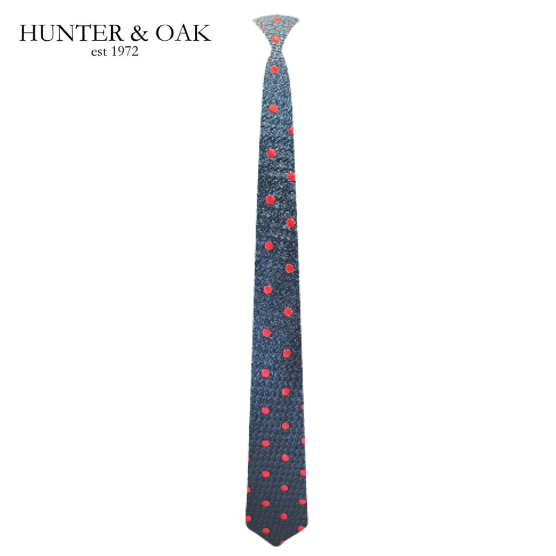 Hunter & Oak X-Long Navy Red Spotted Tie Navy