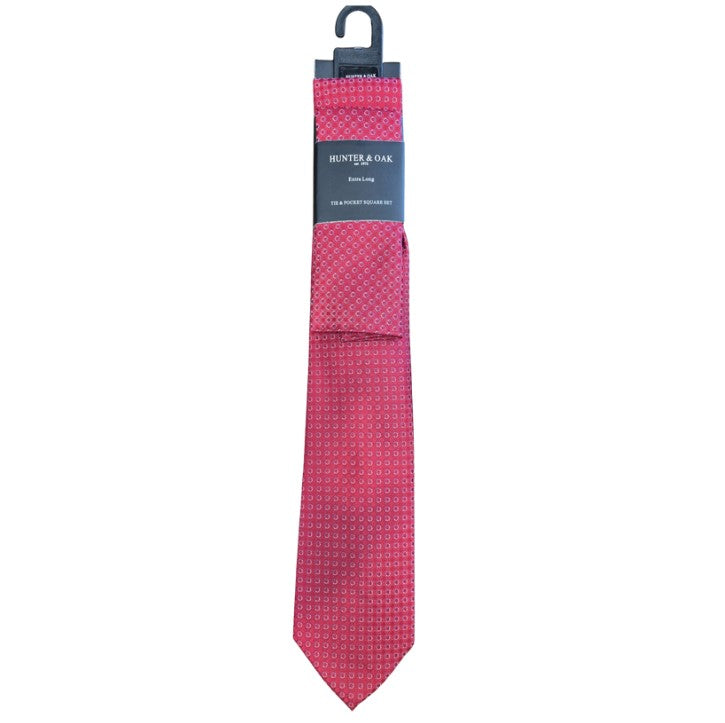 Hunter & Oak X-Long Circle Pattern Tie Red