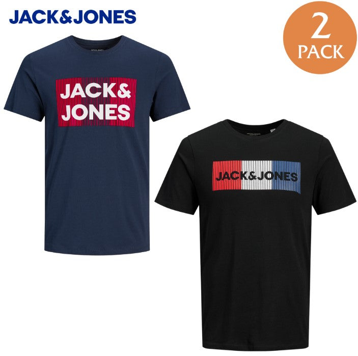Jack & Jones 2-Pack Corp Box Logo Tees Navy