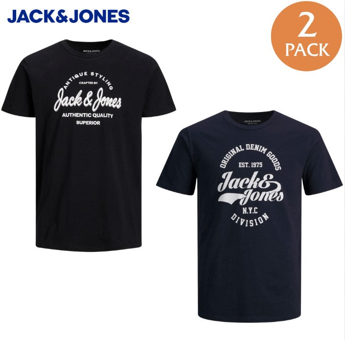 Jack & Jones 2-Pack Rafa Logo T-Shirts Black
