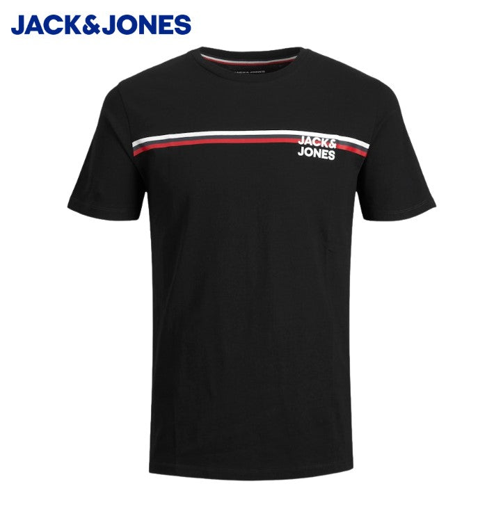 Jack & Jones Atlas Stripe Logo Tee Black