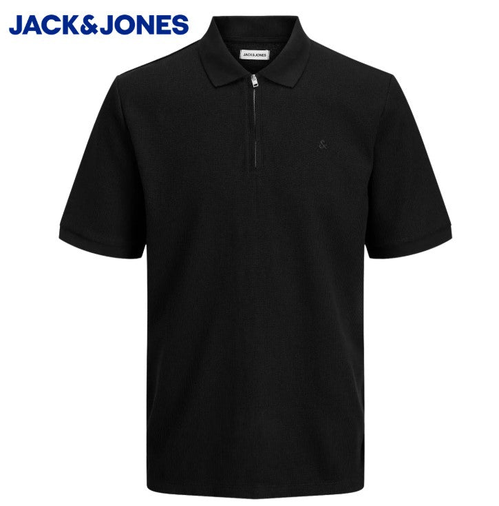 Jack & Jones Austin Zip Black Polo Black