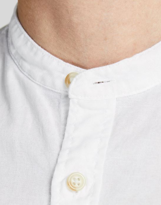 Jack & Jones Band Linen Blend Shirt White