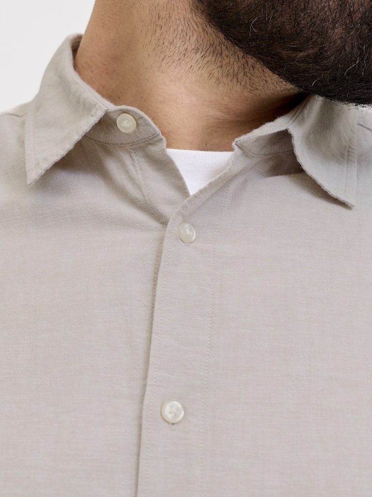 Jack & Jones Breeze Linen Beige Ss Shirt Beige