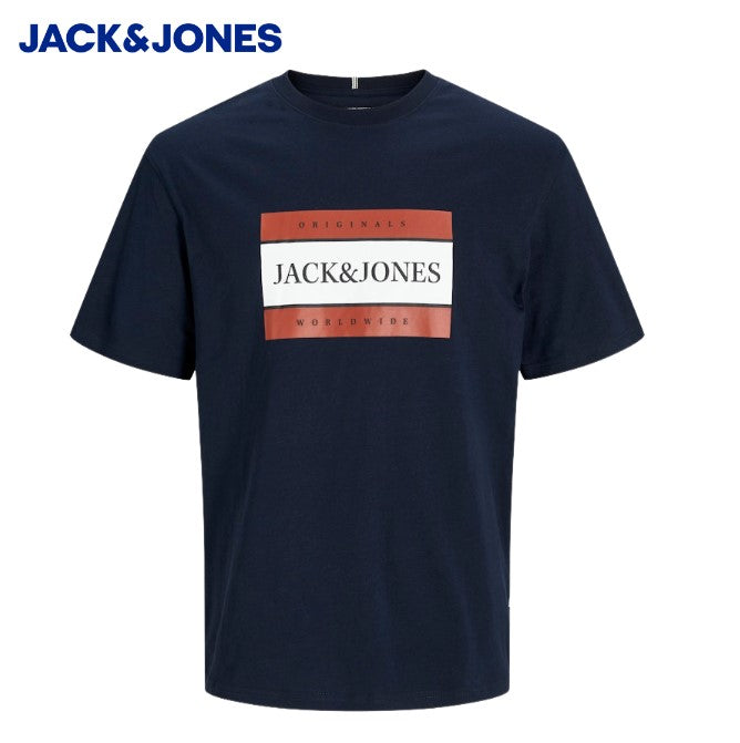 Jack & Jones Erik Box Logo Navy T-Shirt Navy