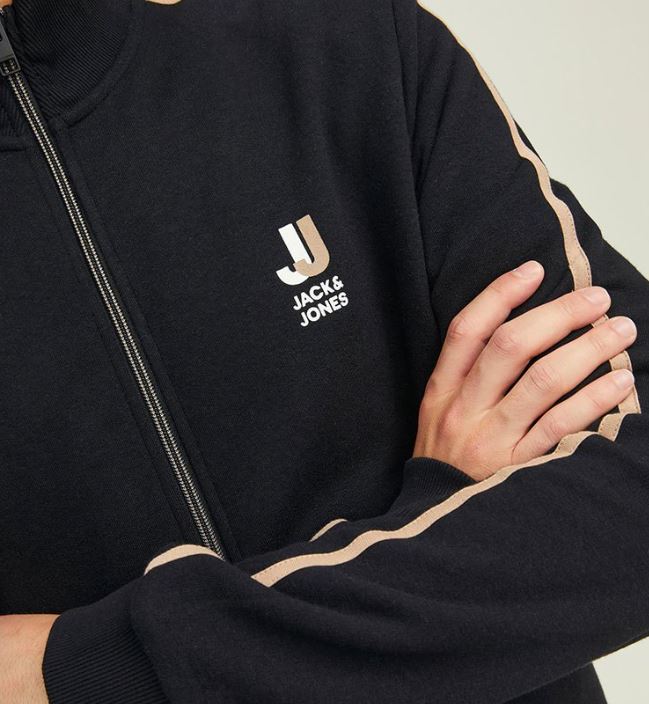 Jack & Jones Logan Black Full Zip Sweat Black