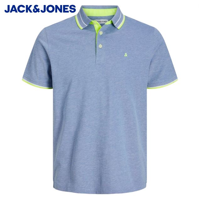 Jack & Jones Paulos Cobalt And Neon Polo Blue