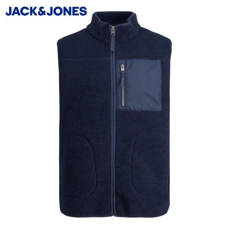 Jack & Jones Park Teddy Navy Gillet Navy