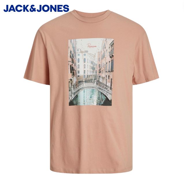 Jack & Jones Tobi Phot Print Peach Tee Orange