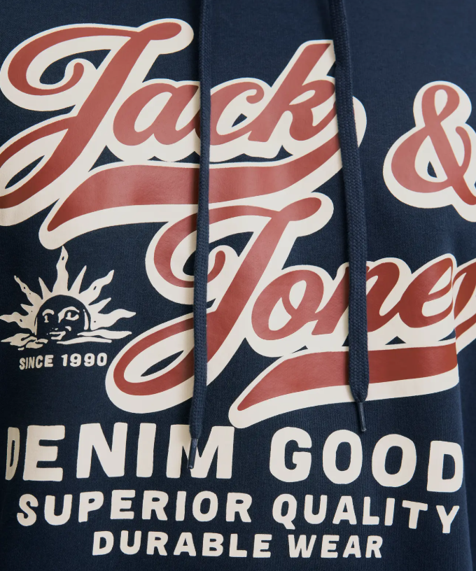 Jack & Jones E Logo Sky Captain Hoodie Navy