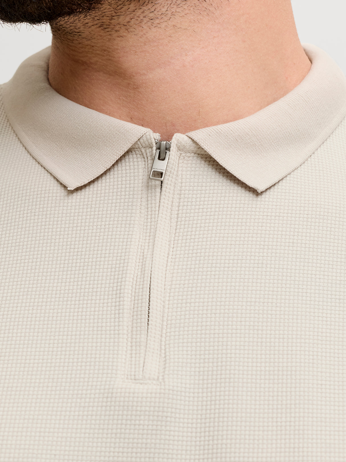 Jack & Jones Austin Beige Zip Polo Shirt Beige