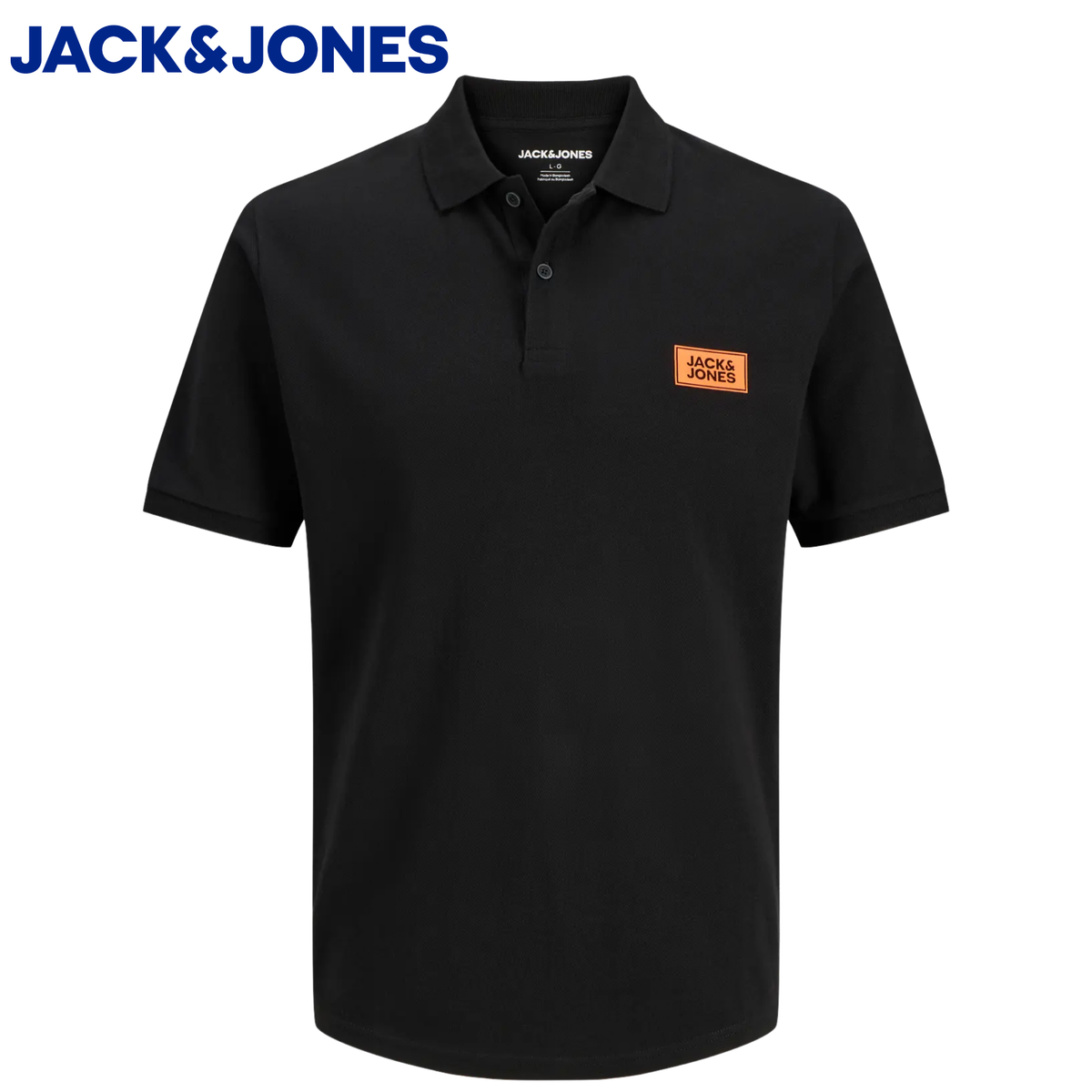 Jack & Jones Rush Logo Black Polo Shirt Black