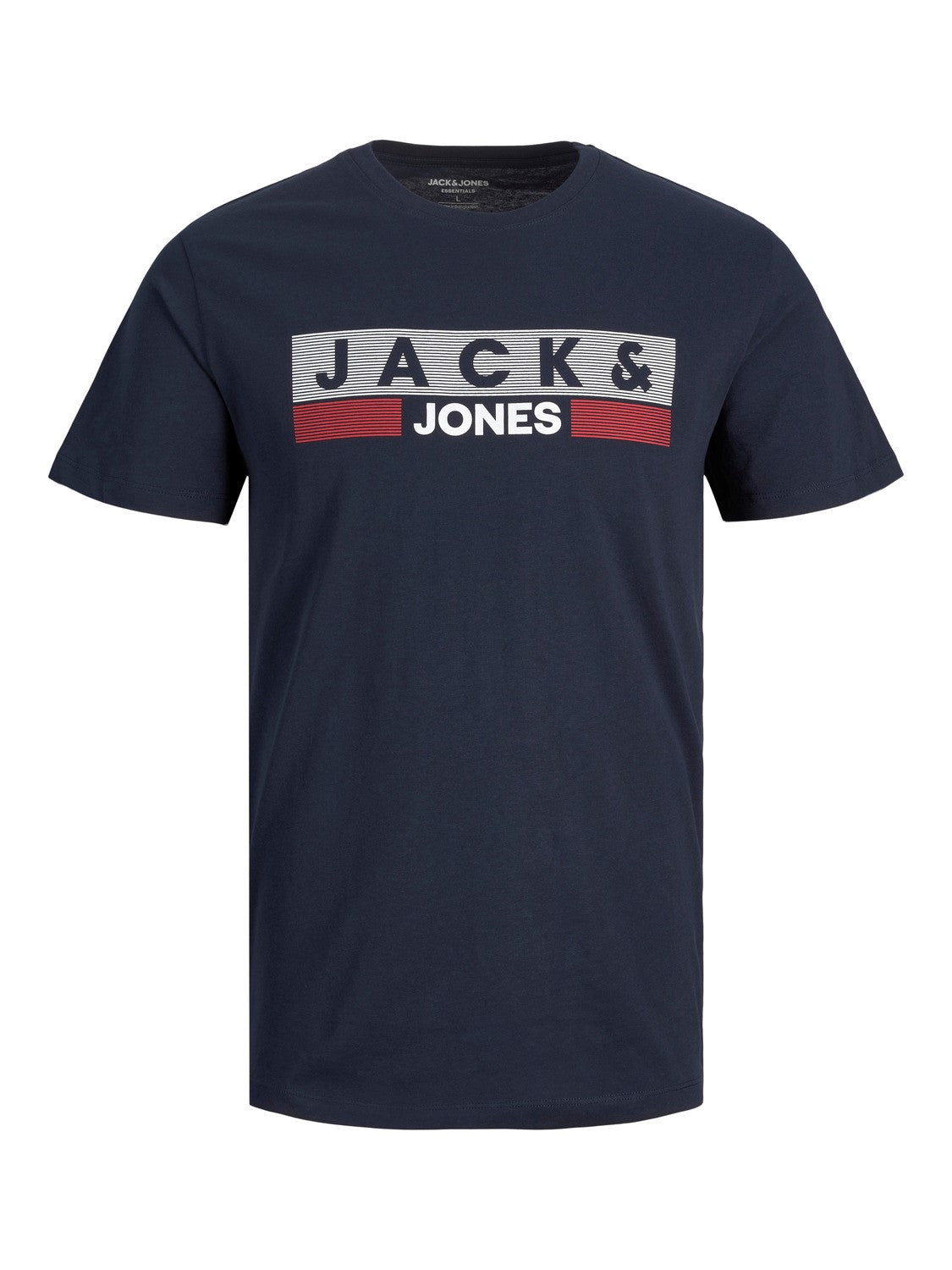 Jack & Jones Corp Logo Stripe Tee Navy