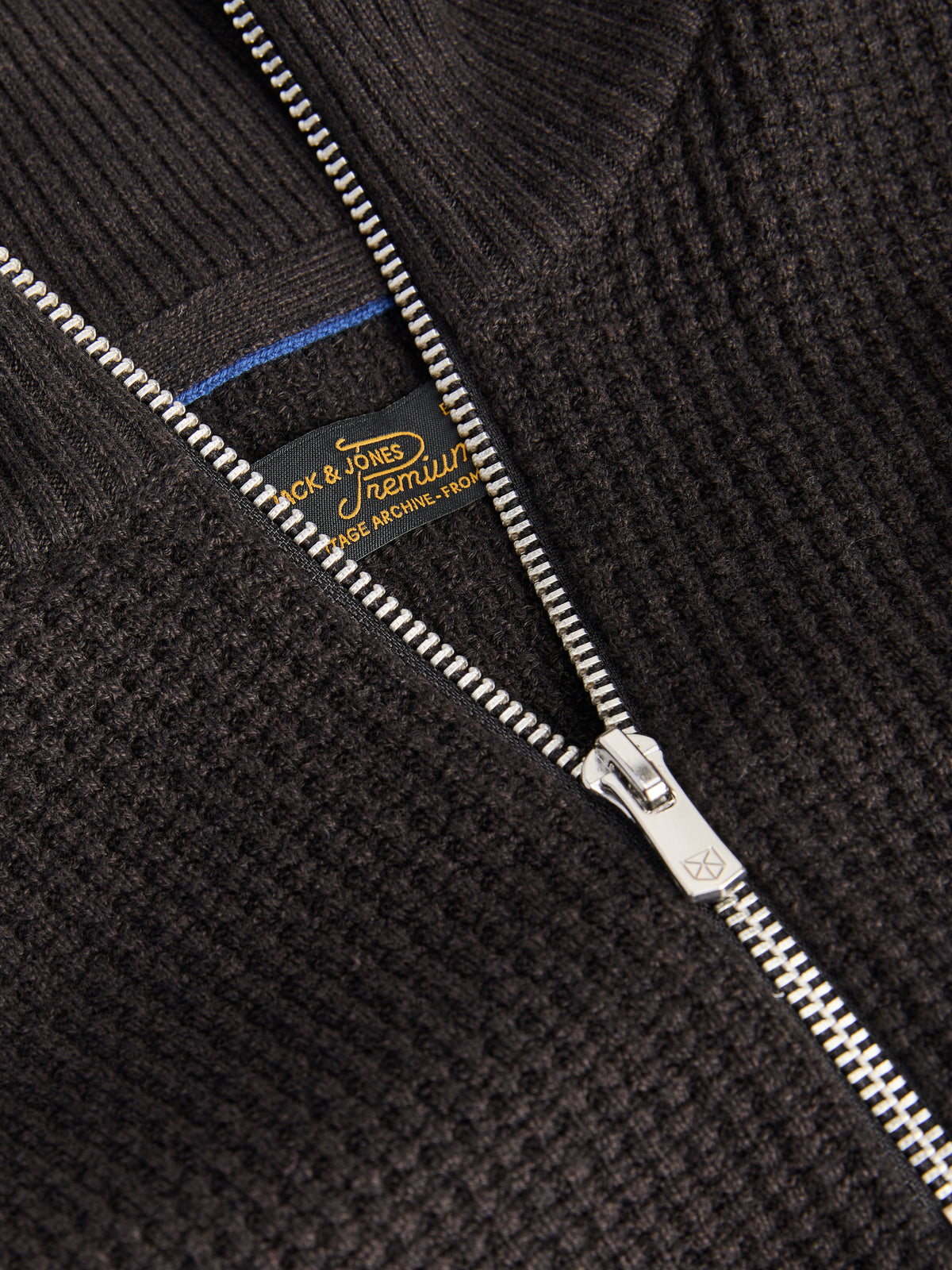 Jack & Jones Stanley Half Zip Brown Knit Brown