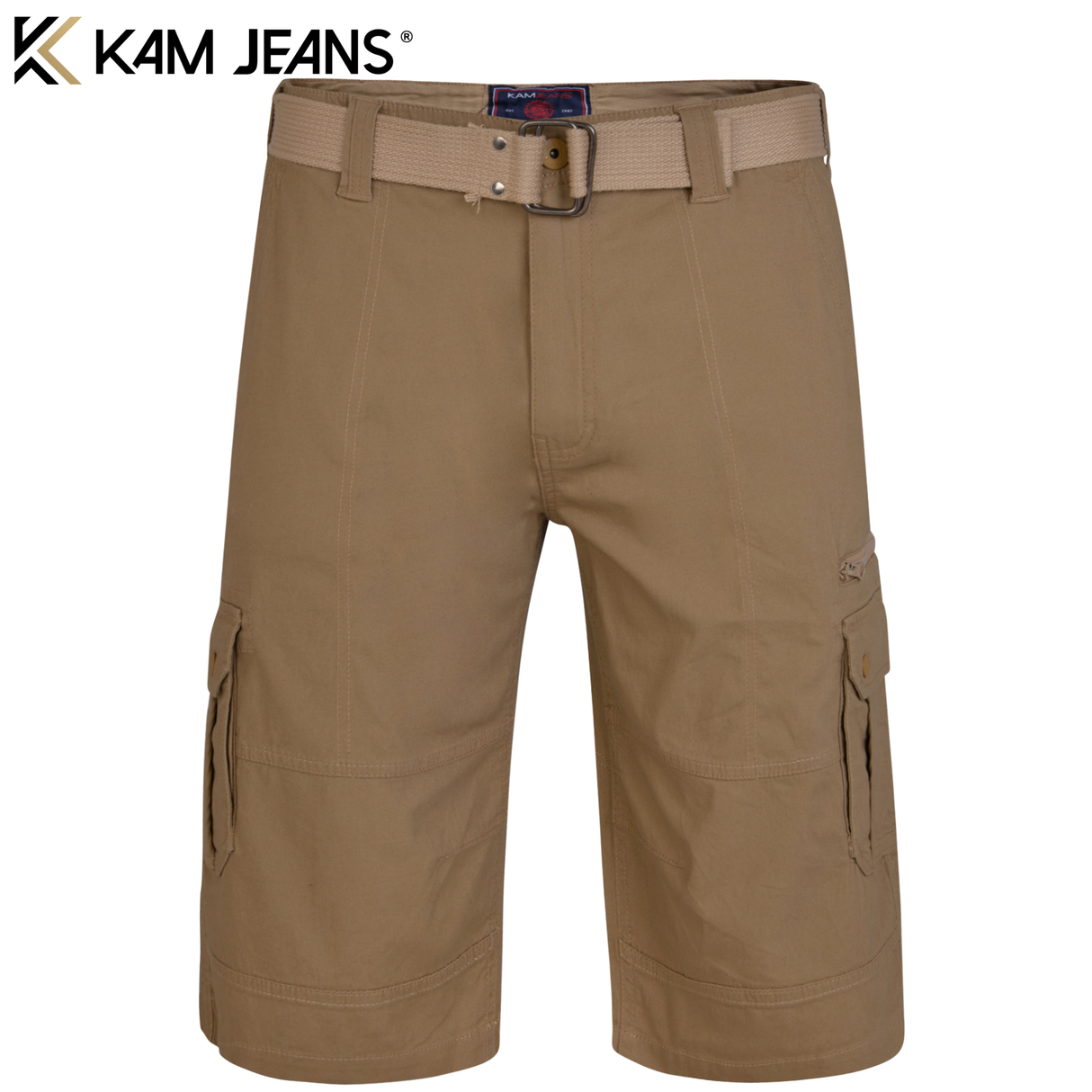 Kam Belted Cargo Shorts Sand