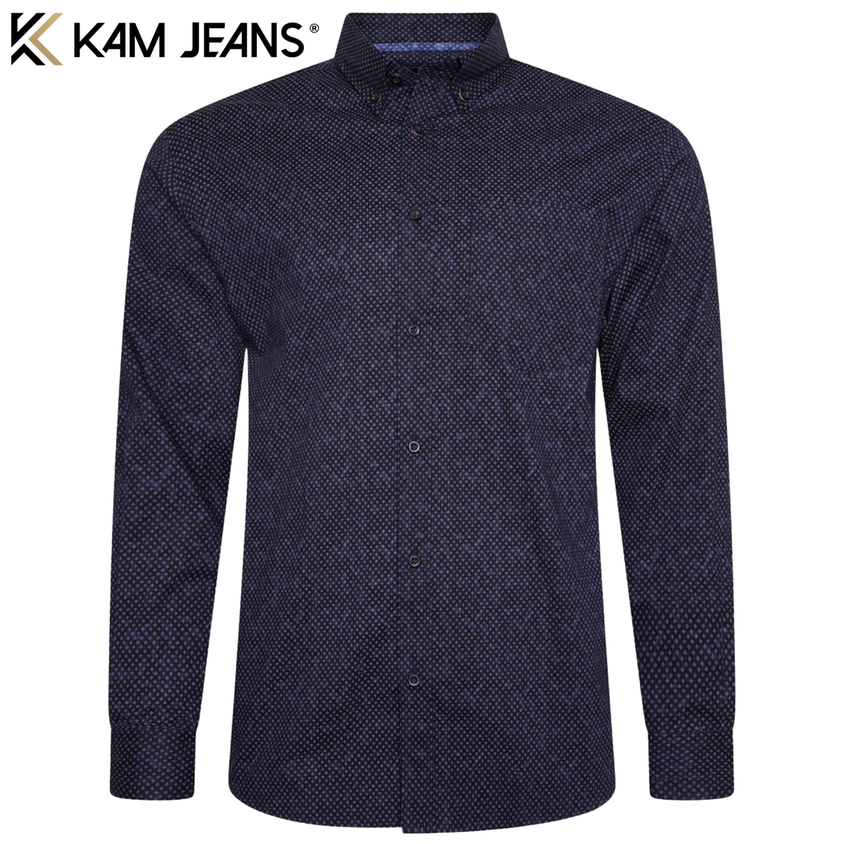 Kam Premium Digital Print Navy Shirt Navy