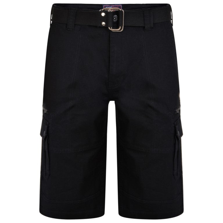 Kam Black Belted Cargo Shorts Black