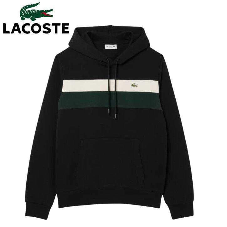 Lacoste Block Stripe Black Hoodie Black
